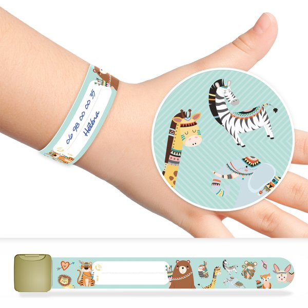 Children's ID bracelet with American Indian animal design