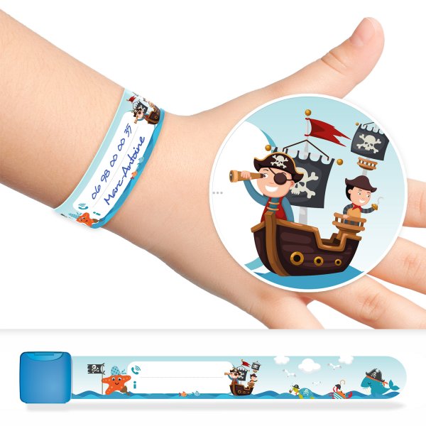 Children's ID bracelet with pirate design