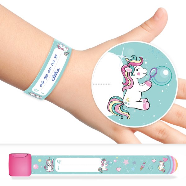 Children's ID bracelet with unicorn design