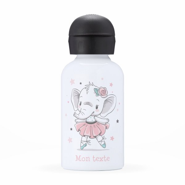 Children's personalized insulated water bottle - Ballerina elephant