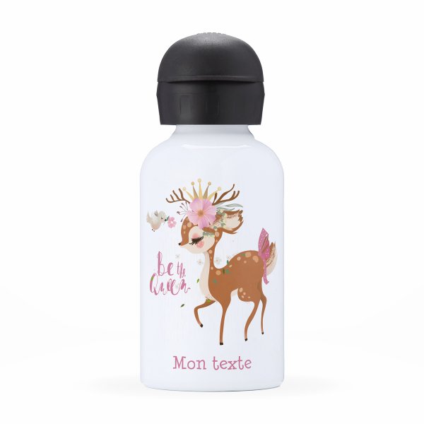 Children's personalized insulated water bottle - Be the Queen fawn