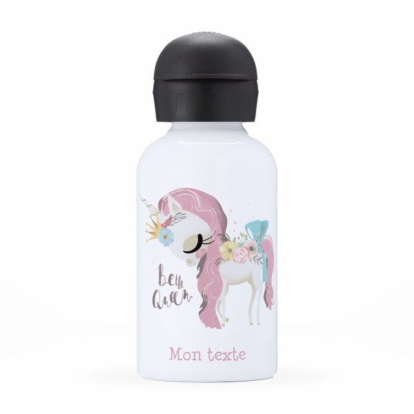 Children's personalized insulated water bottle - Be the Queen unicorn