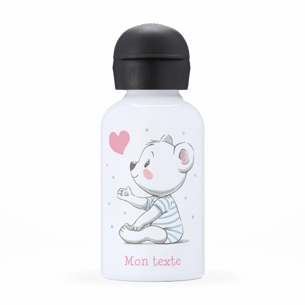 Children's personalized insulated water bottle - Bear and heart