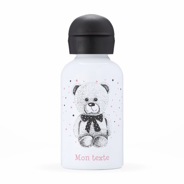 Children's personalized insulated water bottle - Bear and hearts