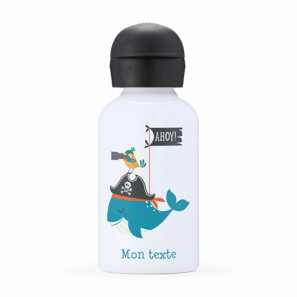 Children's personalized insulated water bottle - Pirate whale