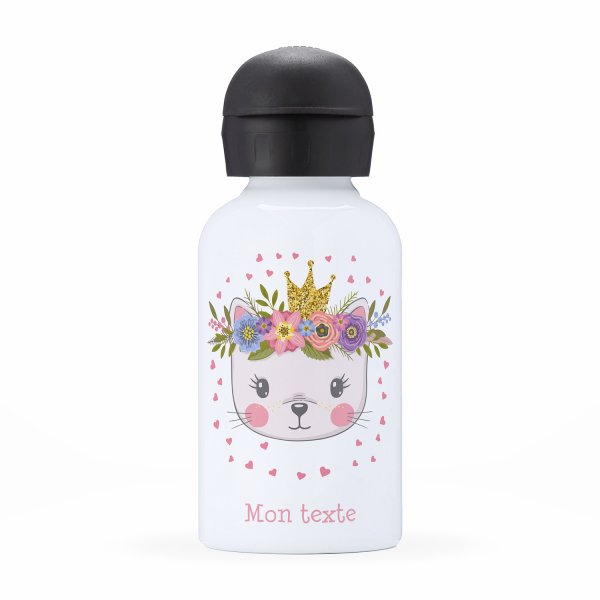 Children's personalized insulated water bottle - Princess kitten