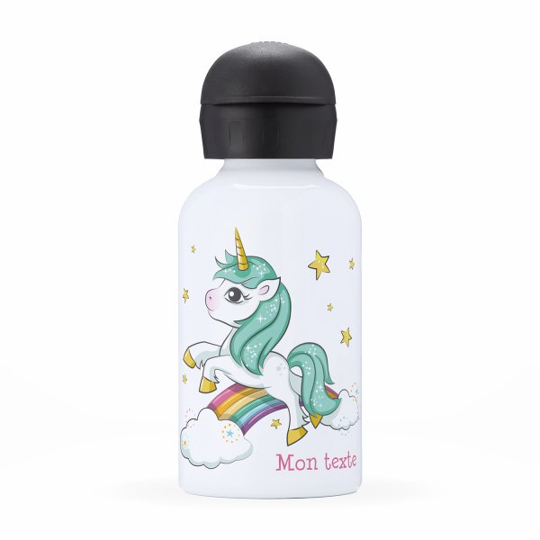 Children's personalized insulated water bottle - Rainbow unicorn