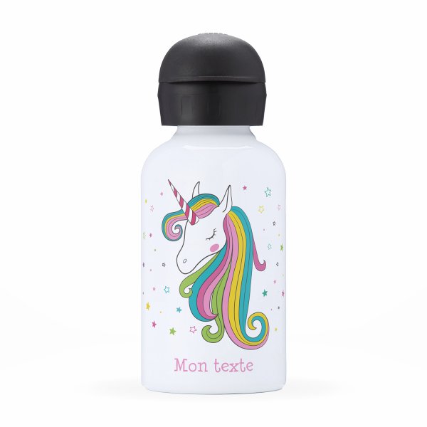 Children's personalized insulated water bottle - Unicorn and stars