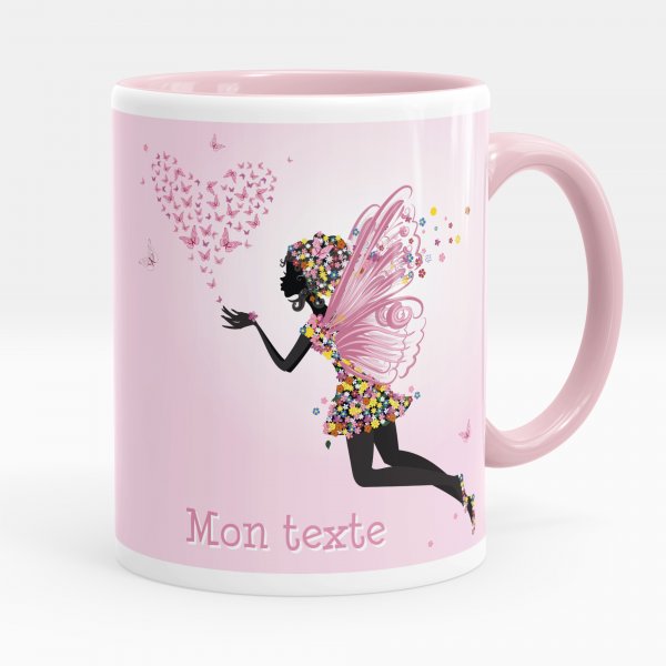 Personalized cup - Fairy, heart and butterflies