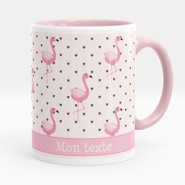 Personalized cup - Flamingos and hearts