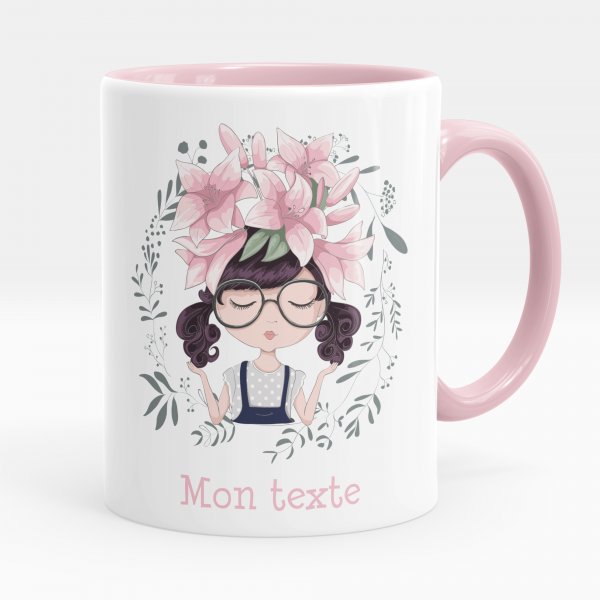 Personalized cup - Girl and flowers