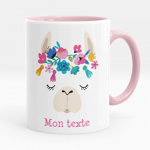 Personalized cup - Llama and flowers