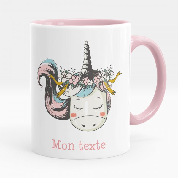 Personalized cup - Unicorn and flowers