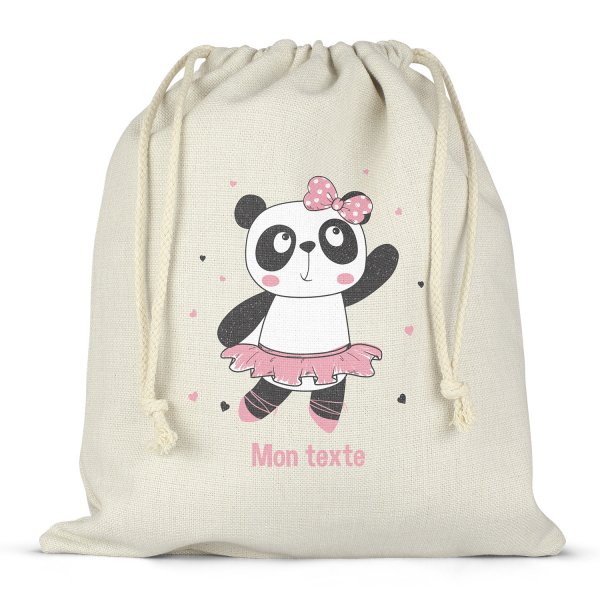 Personalized drawstring lunch box bag - Ballerina panda