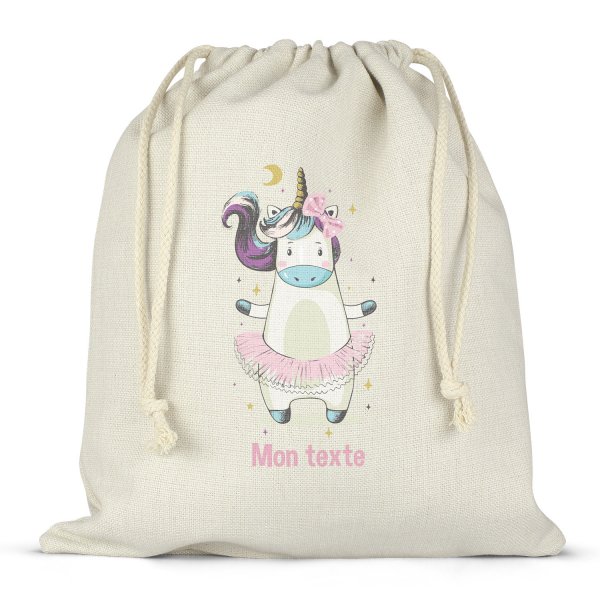 Personalized drawstring lunch box bag - Ballerina unicorn