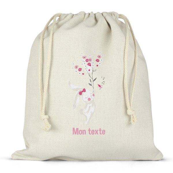 Personalized drawstring lunch box bag - Bunny