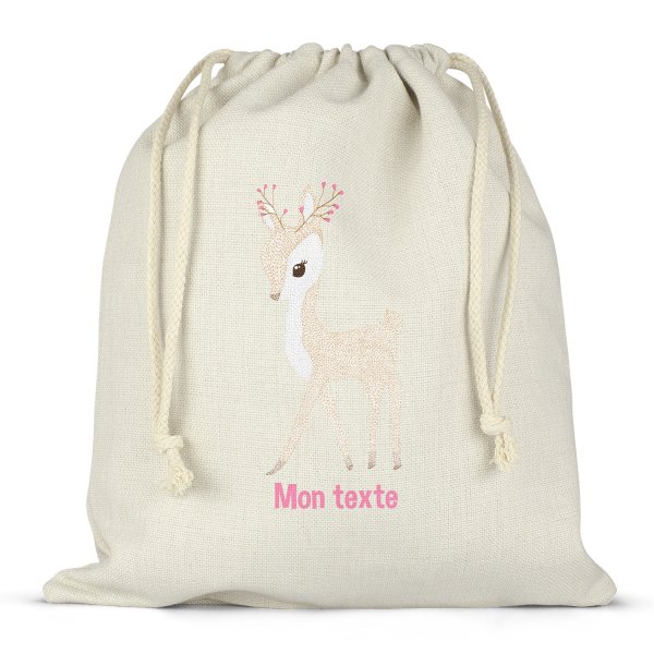 Personalized drawstring lunch box bag - Fawn