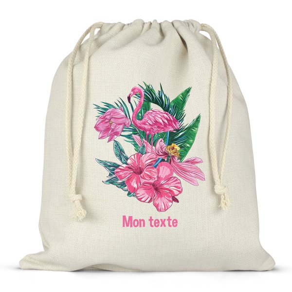 Personalized drawstring lunch box bag - Flamingo