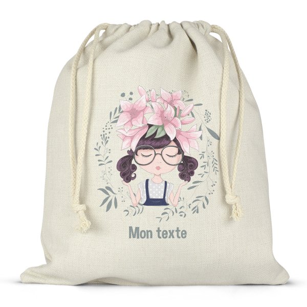 Personalized drawstring lunch box bag - Girl