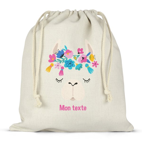 Personalized drawstring lunch box bag - Llama