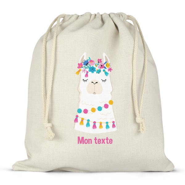 Personalized drawstring lunch box bag - Llama