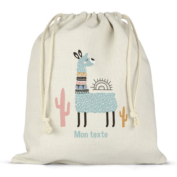 Personalized drawstring lunch box bag - Llama