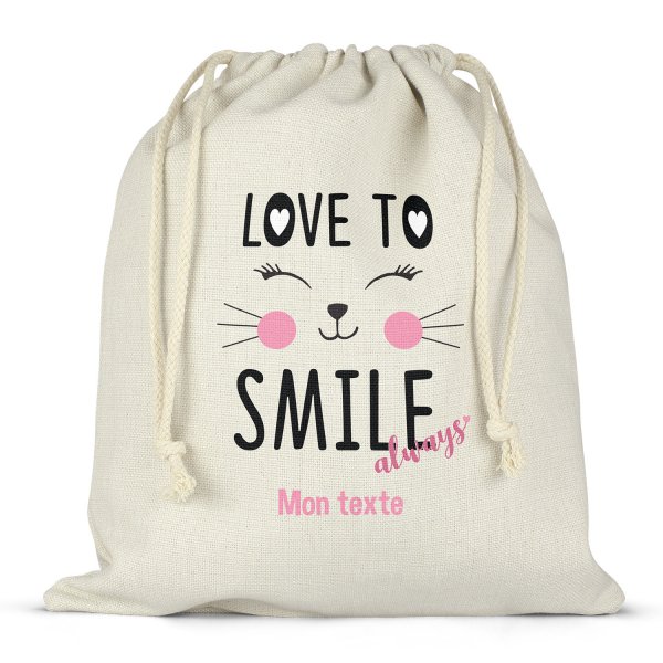 Personalized drawstring lunch box bag - Love to smile always