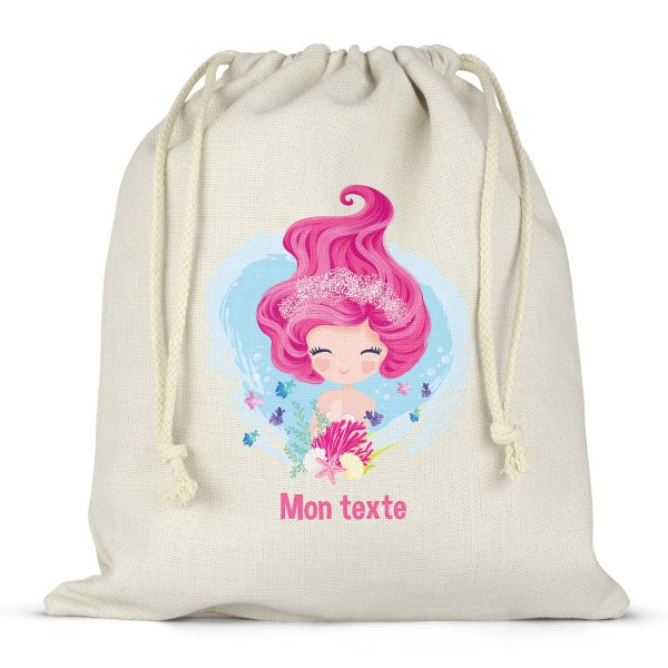 Personalized drawstring lunch box bag - Mermaid