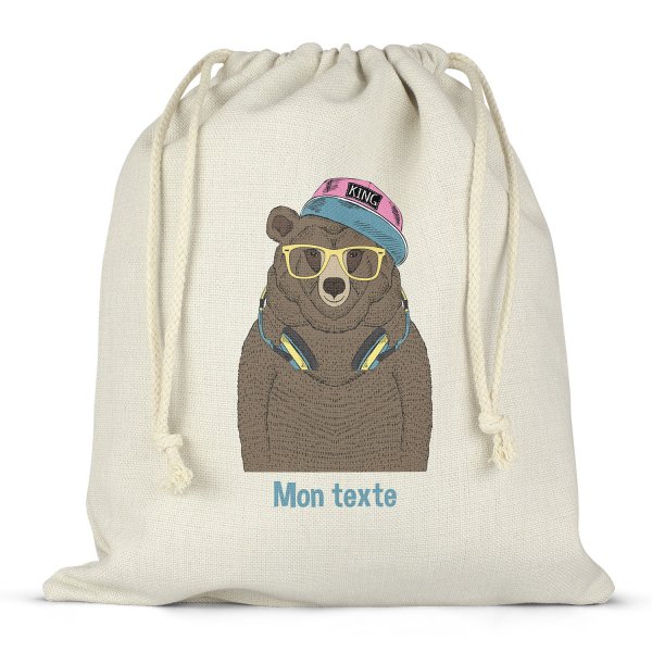 Personalized drawstring lunch box bag - Music bear