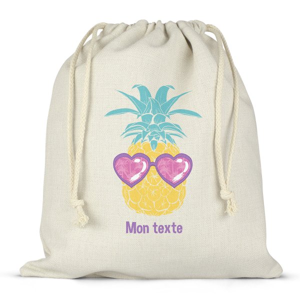 Personalized drawstring lunch box bag - Pineapple