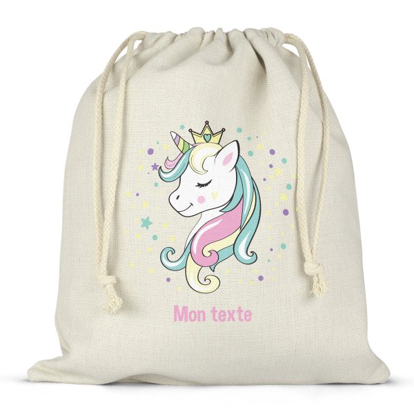 Personalized drawstring lunch box bag - Princess unicorn