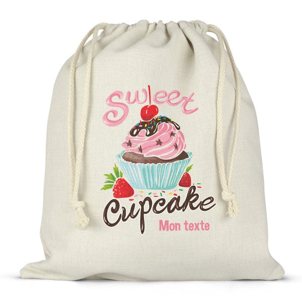 Personalized drawstring lunch box bag - Sweet cupcake