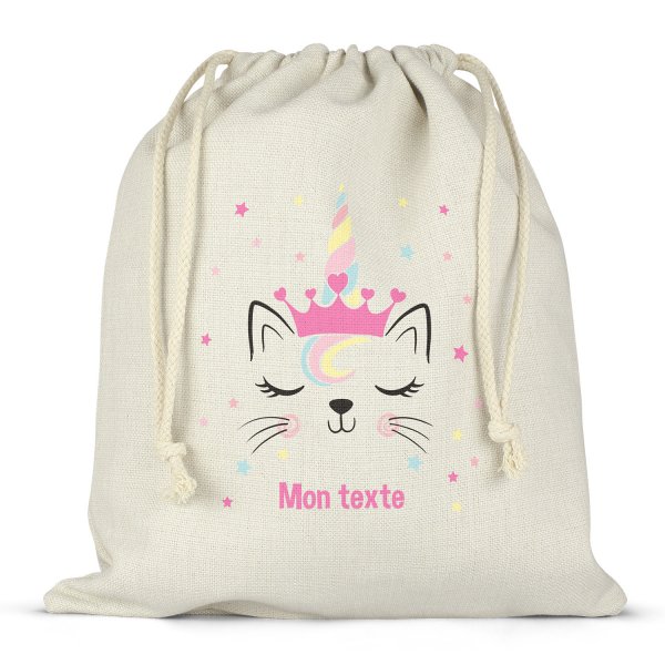 Personalized drawstring lunch box bag - Unicorn cat