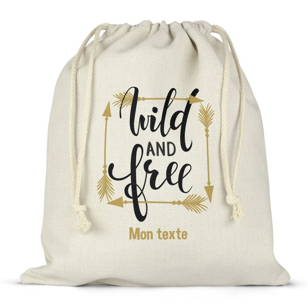 Personalized drawstring lunch box bag - Wild and Free