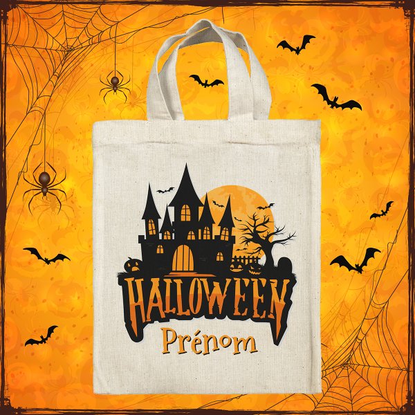 Personalized Halloween tote bag - Haunted house