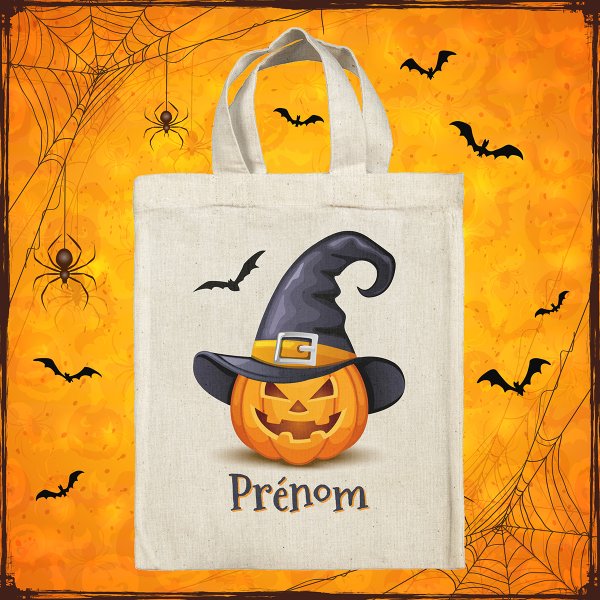 Personalized Halloween tote bag - Witch pumpkin