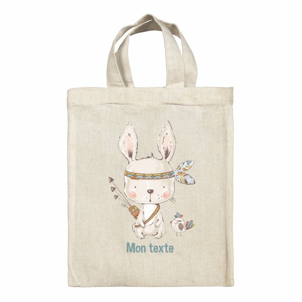 Personalized lunch box tote bag - American Indian bunny