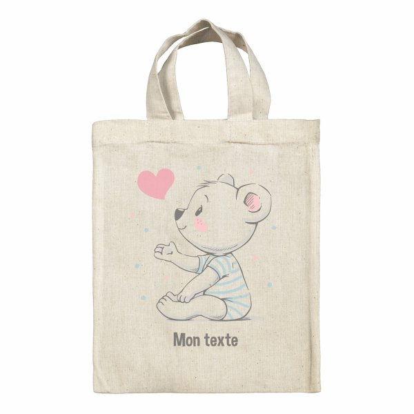 Personalized lunch box tote bag - Bear and heart