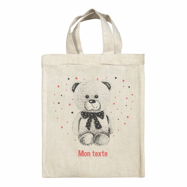 Personalized lunch box tote bag - Bear and hearts