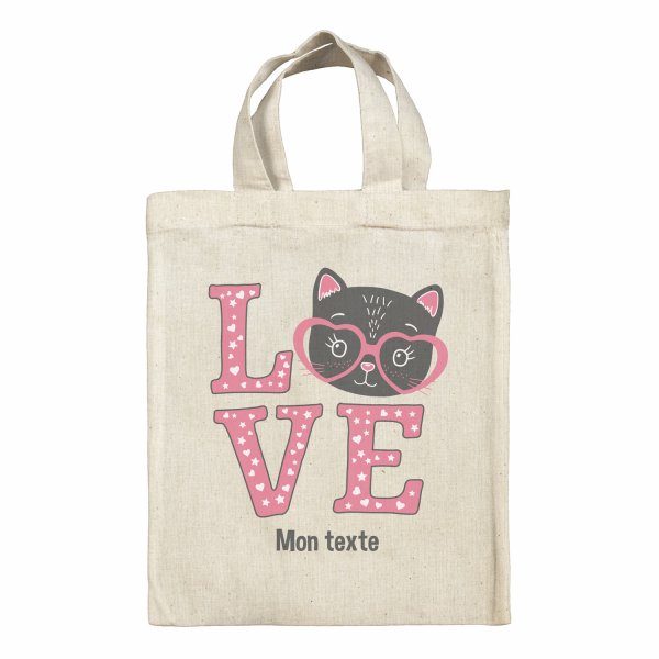 Personalized lunch box tote bag - Cat love