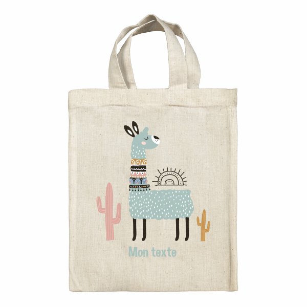 Personalized lunch box tote bag - Llama and cactus