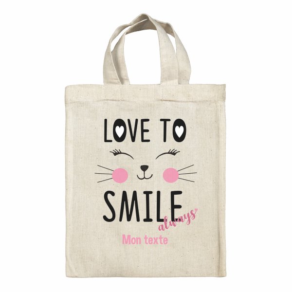 Personalized lunch box tote bag - Love to smile always