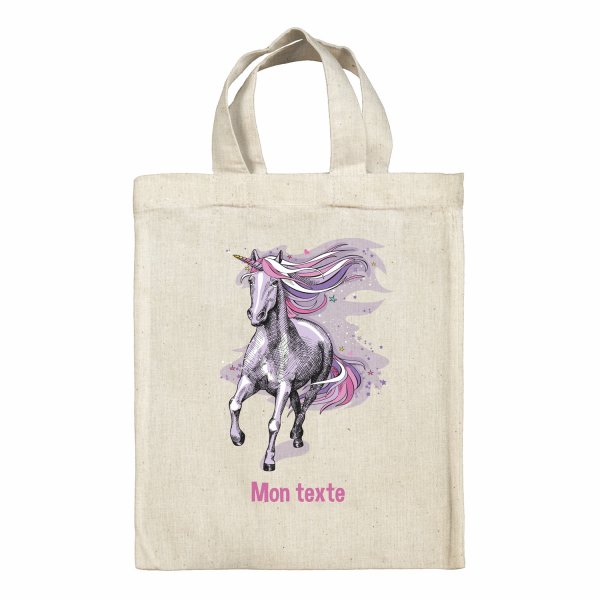 Personalized lunch box tote bag - Purple unicorn