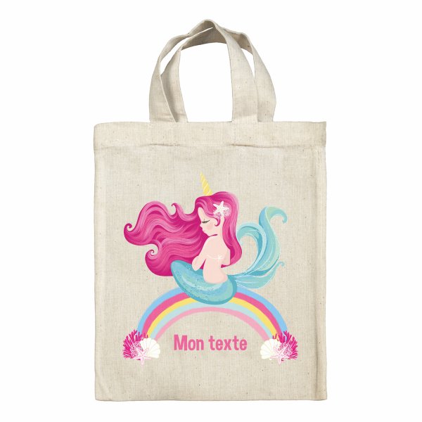 Personalized lunch box tote bag - Rainbow mermaid