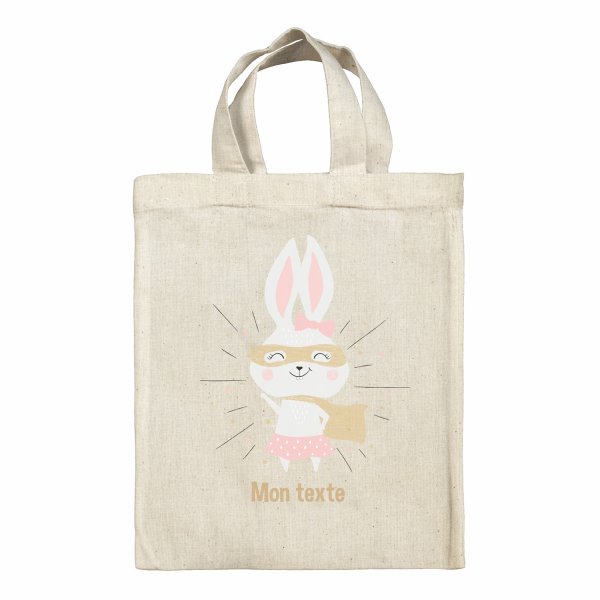 Personalized lunch box tote bag - Superhero bunny