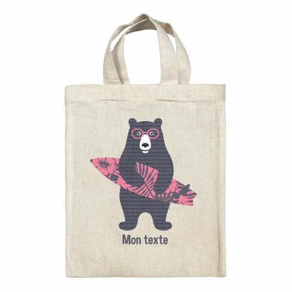 Personalized lunch box tote bag - Surfer bear