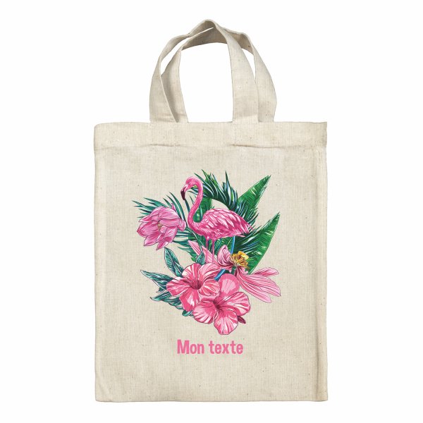 Personalized lunch box tote bag - Tropical flamingo