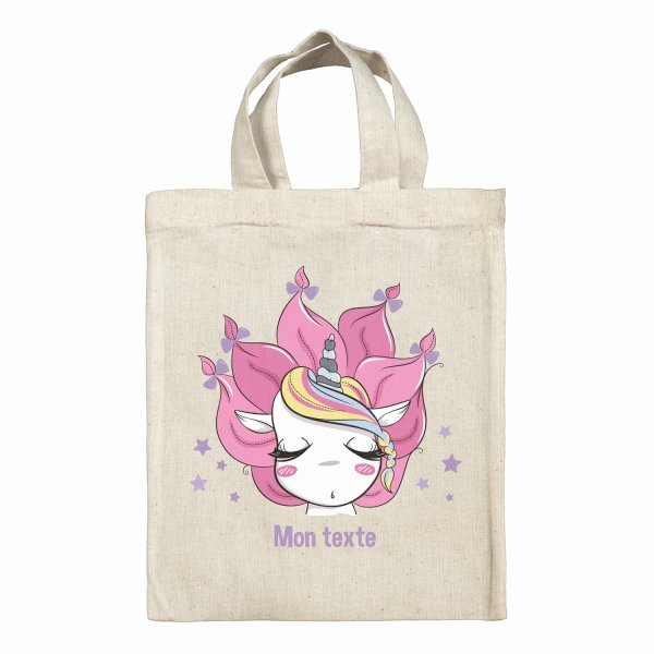 Personalized lunch box tote bag - Unicorn and stars