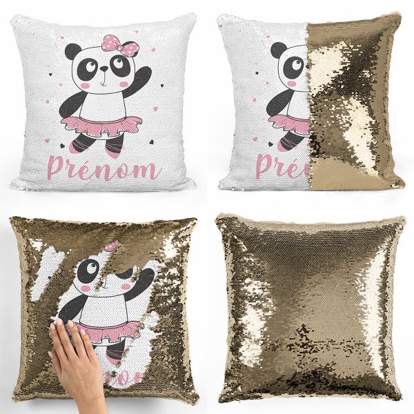 Personalized magic sequin cushion - Ballerina panda