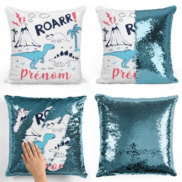 Personalized magic sequin cushion - Dinosaurs